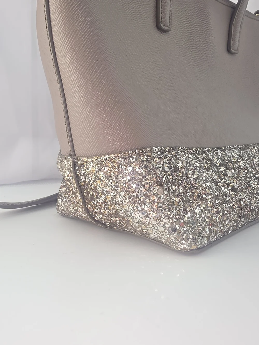 kate spade Taupe Shoulder Bag with Glitter Base and Gold Hardware